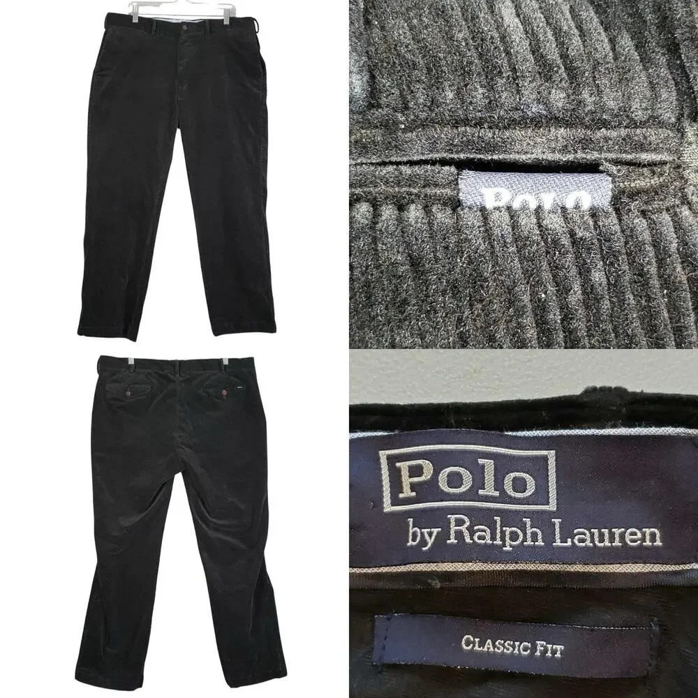 Polo Ralph Lauren Vintage Corduroy Pants Size 38x30 Men’s Black Straight Leg